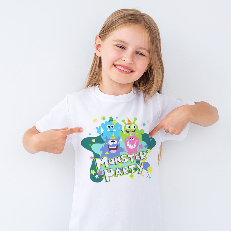 Kids Round Neck Tee-Off-Set Print - Image 3